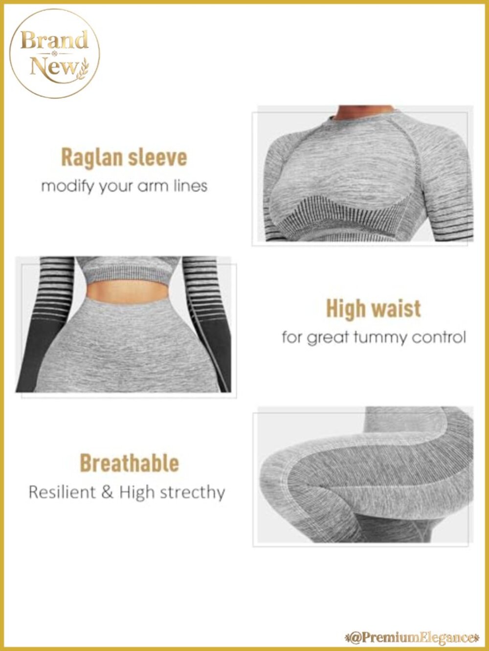 Seamless High Waist Workout Set Crop Top Leggings Yoga Gym Outfit
